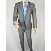 Men Suit BERLUSCONI Turkey Italian Wool 180's Glenn Plaid K230-12 Gray Blue