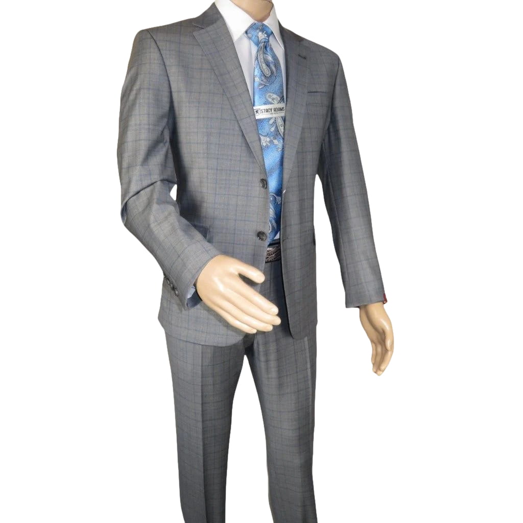 Men Suit BERLUSCONI Turkey Italian Wool 180's Glenn Plaid K230-12 Gray Blue