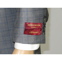 Men Suit BERLUSCONI Turkey Italian Wool 180's Glenn Plaid K230-12 Gray Blue