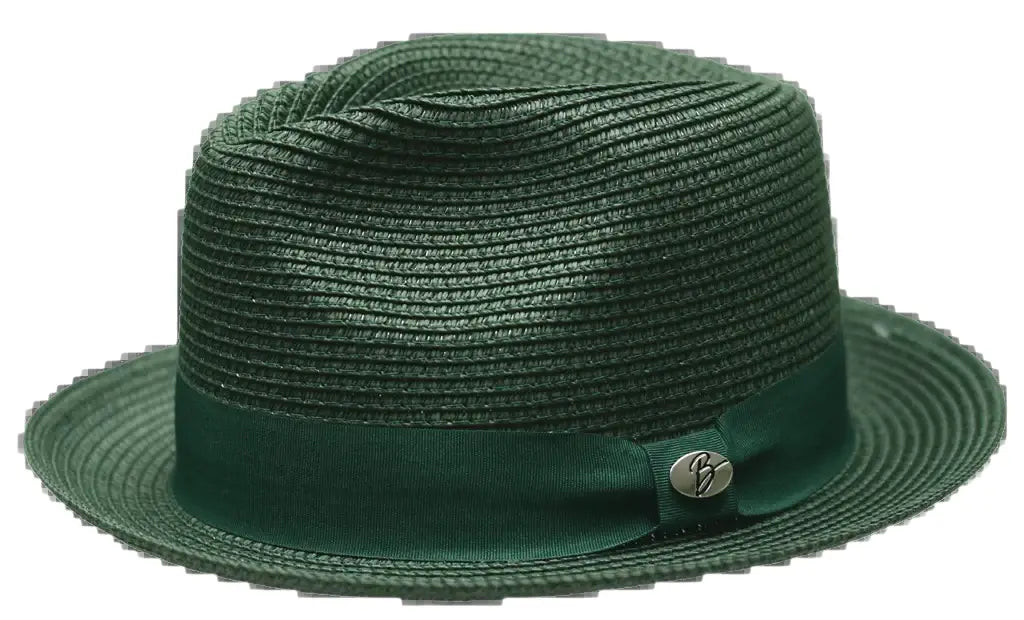Men's Bently Semi Crushable Fedora Briad Straw Hat Leonardo LE235 Emerald Green