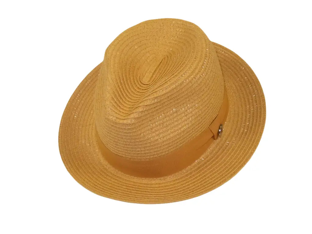 Men's Bently Semi Crushable Fedora Briad Straw Hat Leonardo LE238 Cognac Brown