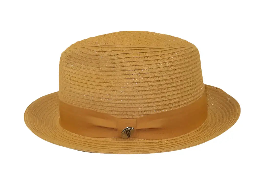 Men's Bently Semi Crushable Fedora Briad Straw Hat Leonardo LE238 Cognac Brown