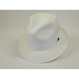 Men's Bently Semi Crushable Fedora Pinch Front Briad Hat Leonardo LE230 White