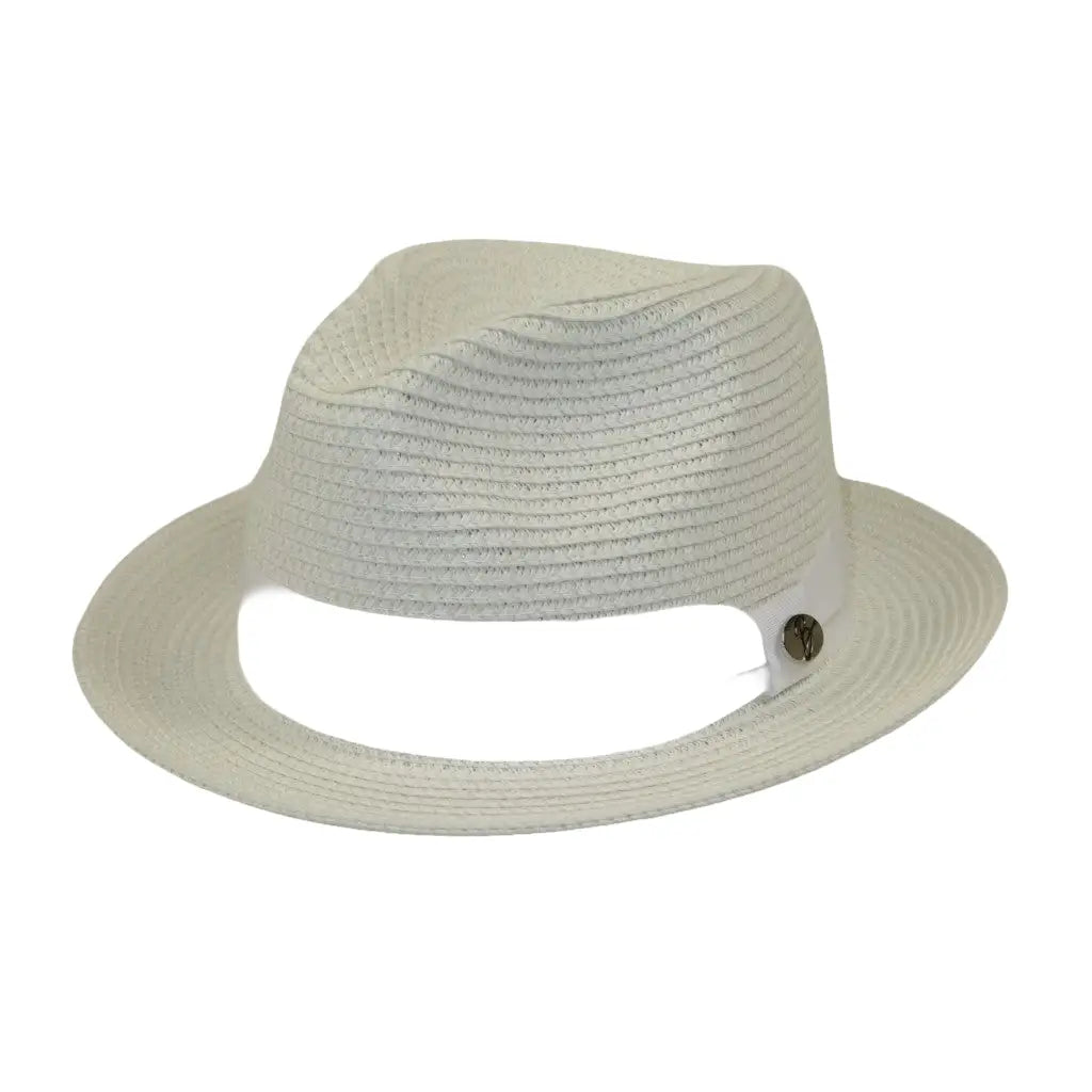 Men's Bently Semi Crushable Fedora Pinch Front Briad Hat Leonardo LE230 White