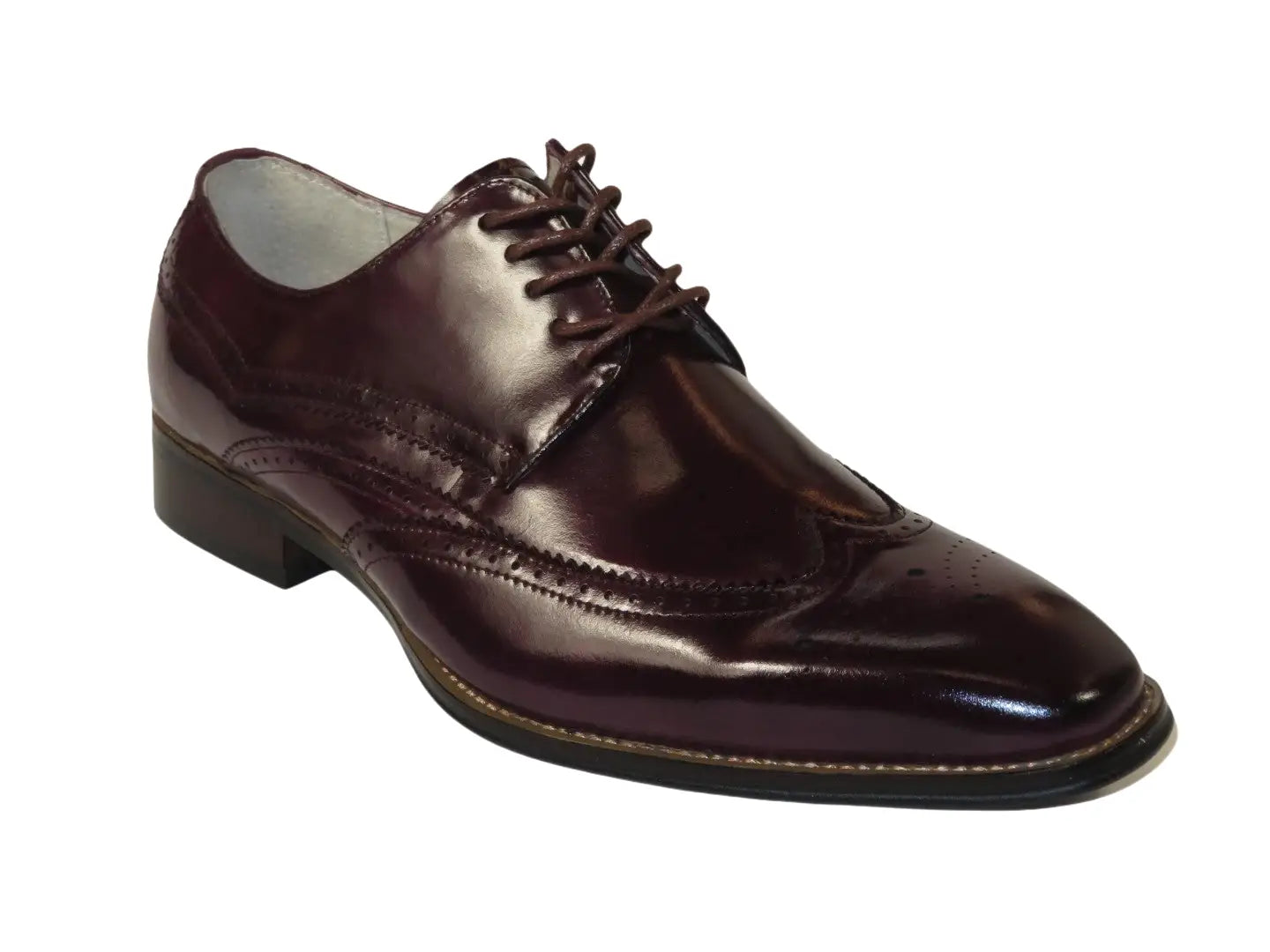 Men's Giovanni Shoes High Quality Leather Wing Tip Derby LINCOLN Burgundy
