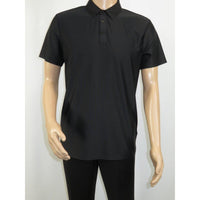Men's Polo Shirt By Moderno Checker Satin Short Sleeves MJP-106 Black