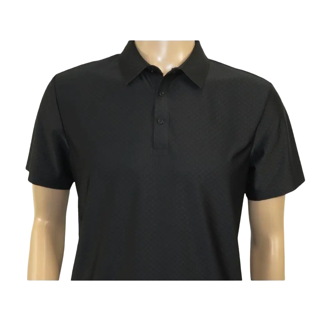 Men's Polo Shirt By Moderno Checker Satin Short Sleeves MJP-106 Black