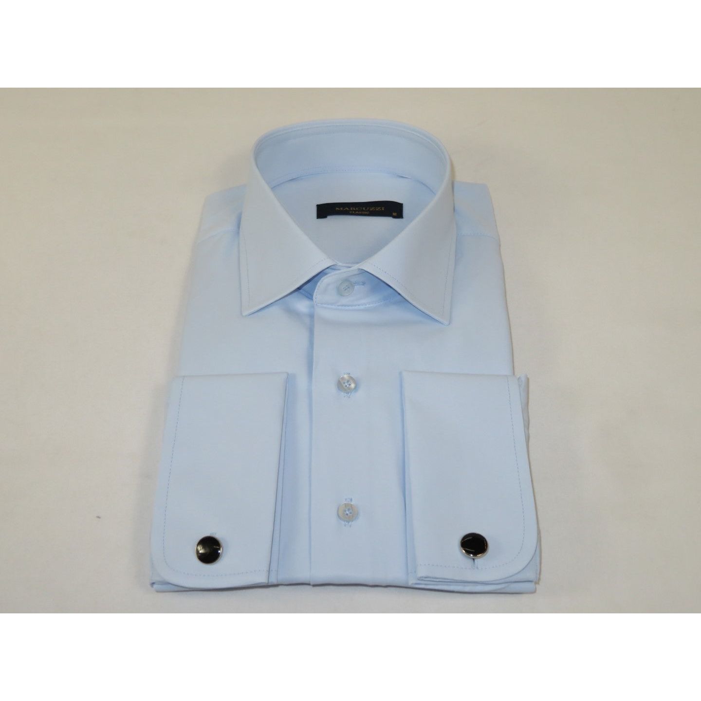 Men's Dress Shirt MARCUZZI Turkey 100% Soft Cotton French Cuffs Marc2 Blue