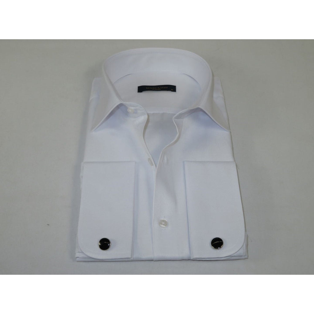 Men's Dress Shirt MARCUZZI Turkey 100% Soft Cotton French Cuffs Marc3 White