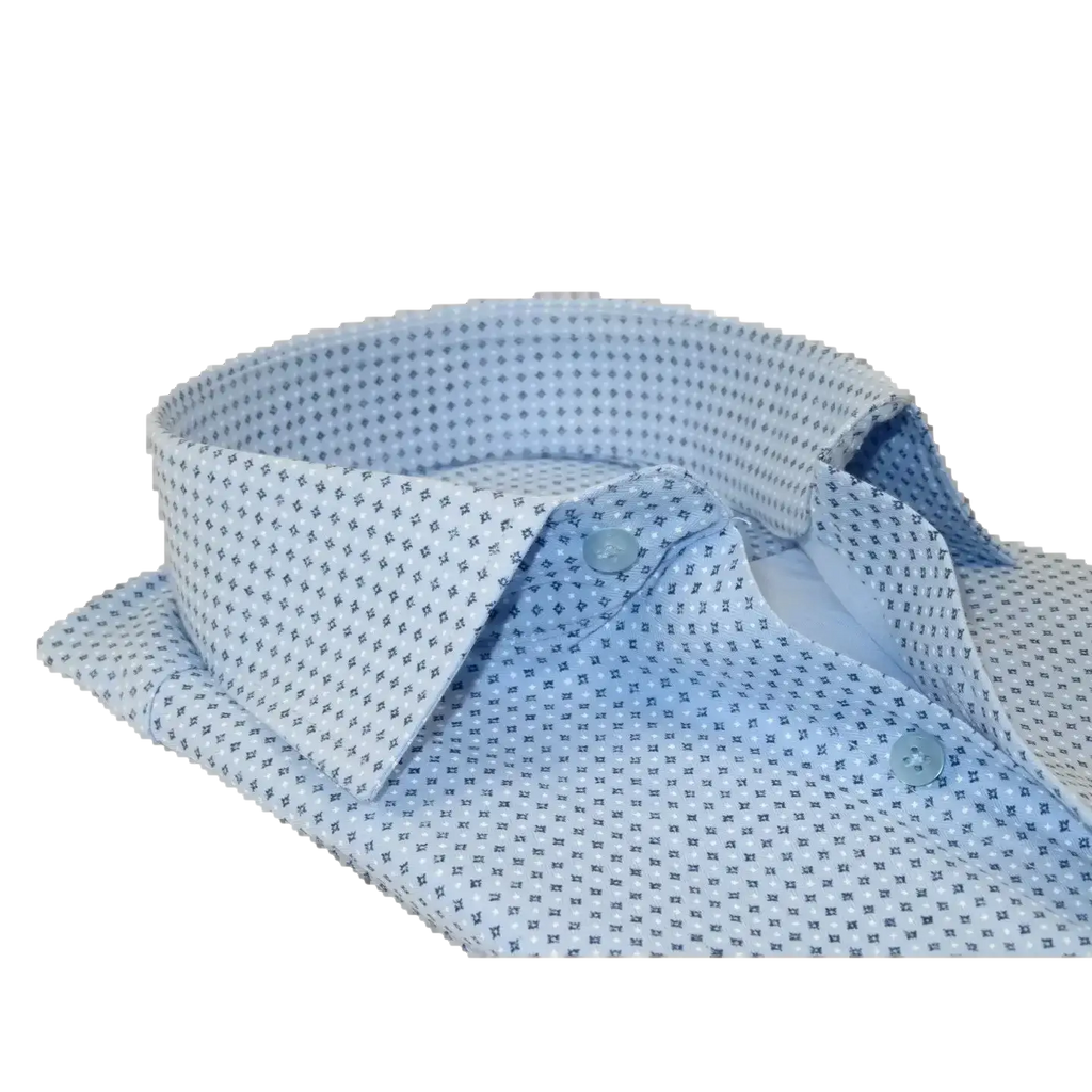 Men's Sports Shirt MARCUZZI Turkey 100% Soft Cotton Marc6 Blue Diamond Dots
