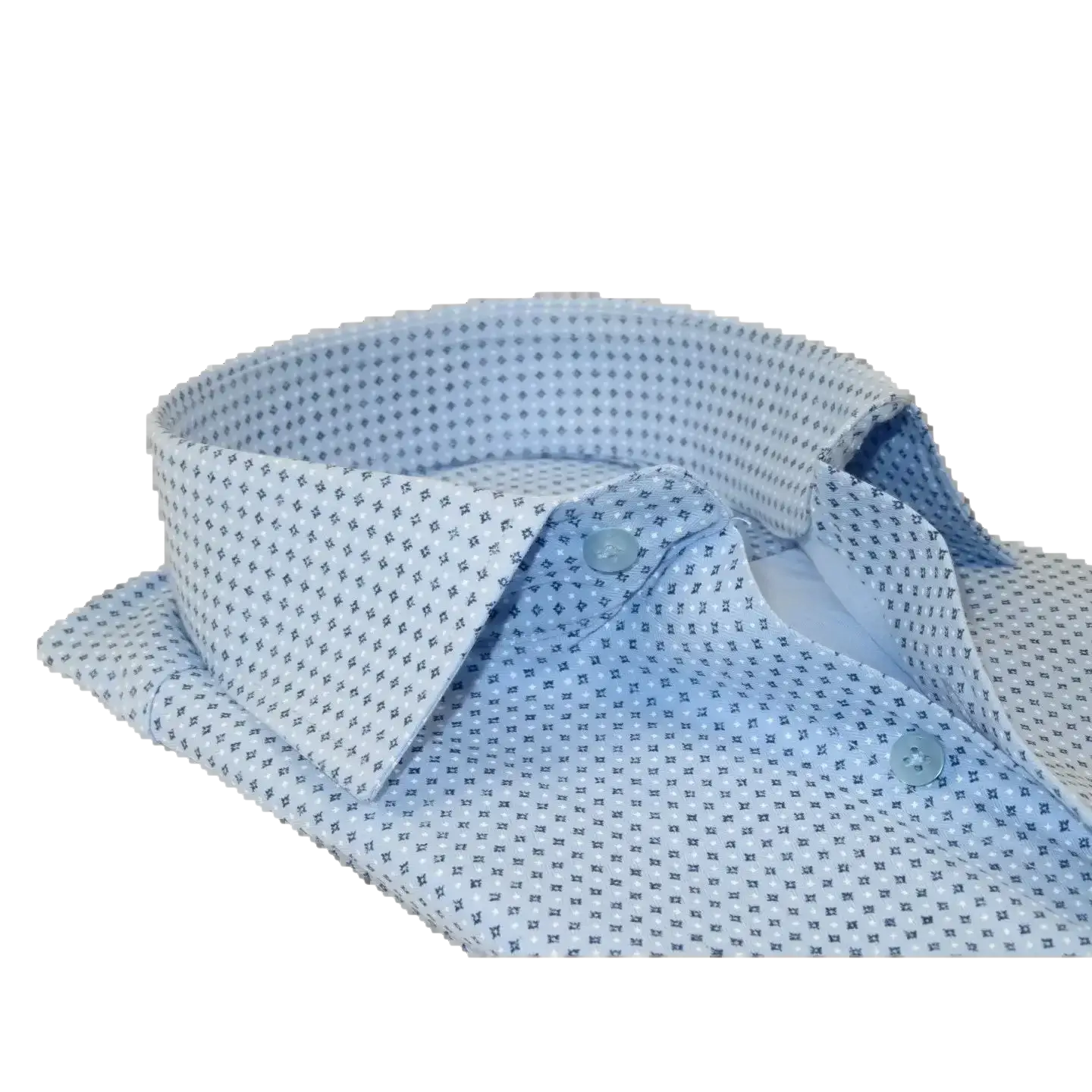 Men's Sports Shirt MARCUZZI Turkey 100% Soft Cotton Marc6 Blue Diamond Dots