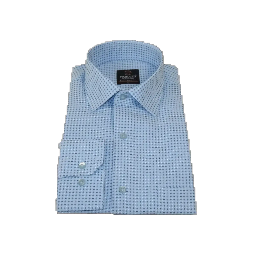 Men's Sports Shirt MARCUZZI Turkey 100% Soft Cotton Marc6 Blue Diamond Dots