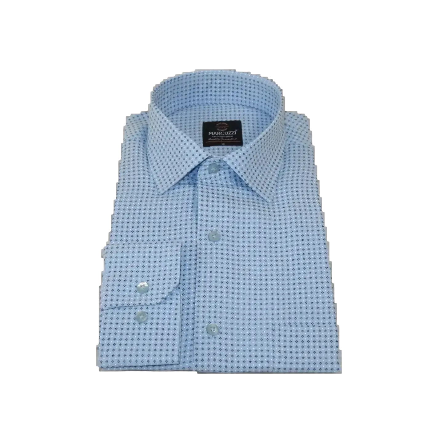 Men's Sports Shirt MARCUZZI Turkey 100% Soft Cotton Marc6 Blue Diamond Dots