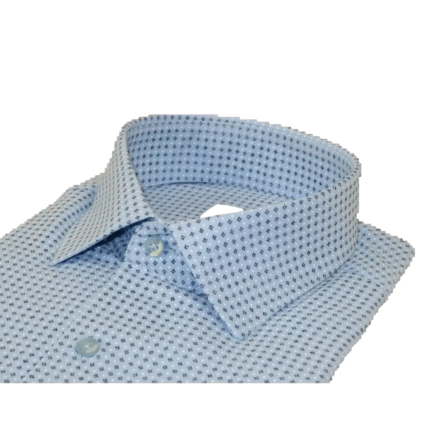 Men's Sports Shirt MARCUZZI Turkey 100% Soft Cotton Marc6 Blue Diamond Dots