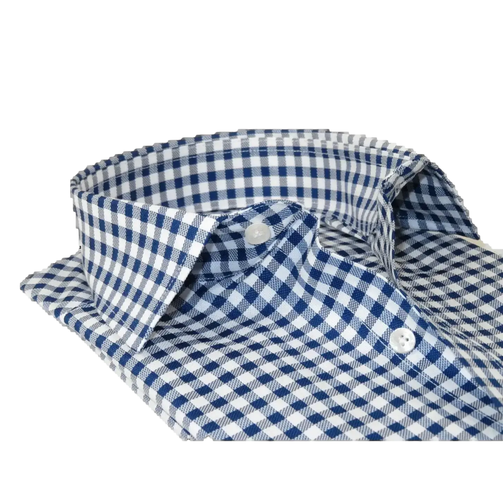 Men's Sports Dress Shirt MARCUZZI Turkey 100% Soft Cotton Marc9 Navy Checker
