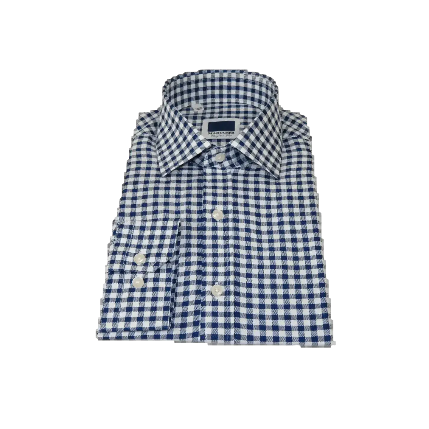 Men's Sports Dress Shirt MARCUZZI Turkey 100% Soft Cotton Marc9 Navy Checker