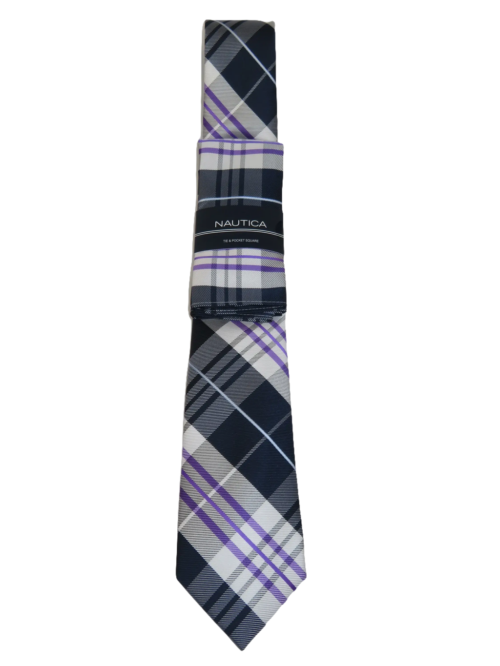 Men's  Nautica Tie and Hankie Set Woven Silky Feel #Nautica-2 Lavender