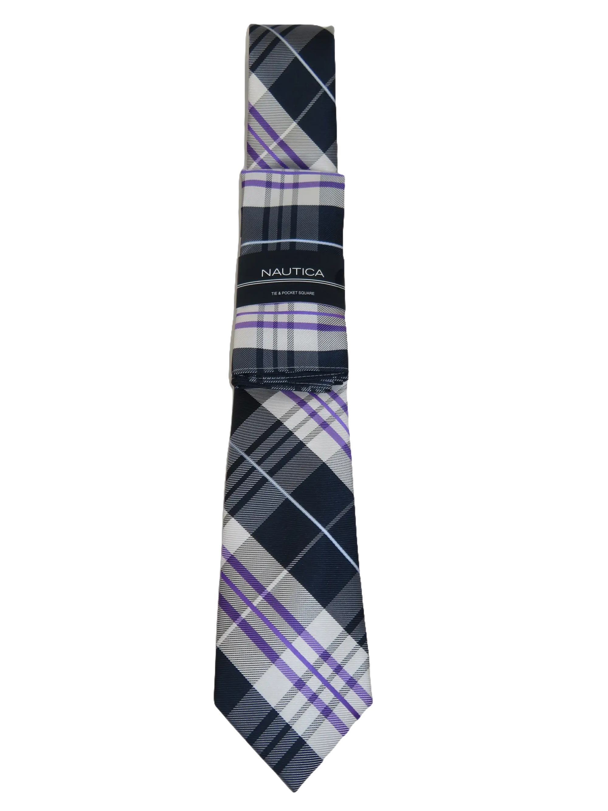 Men's  Nautica Tie and Hankie Set Woven Silky Feel #Nautica-2 Lavender