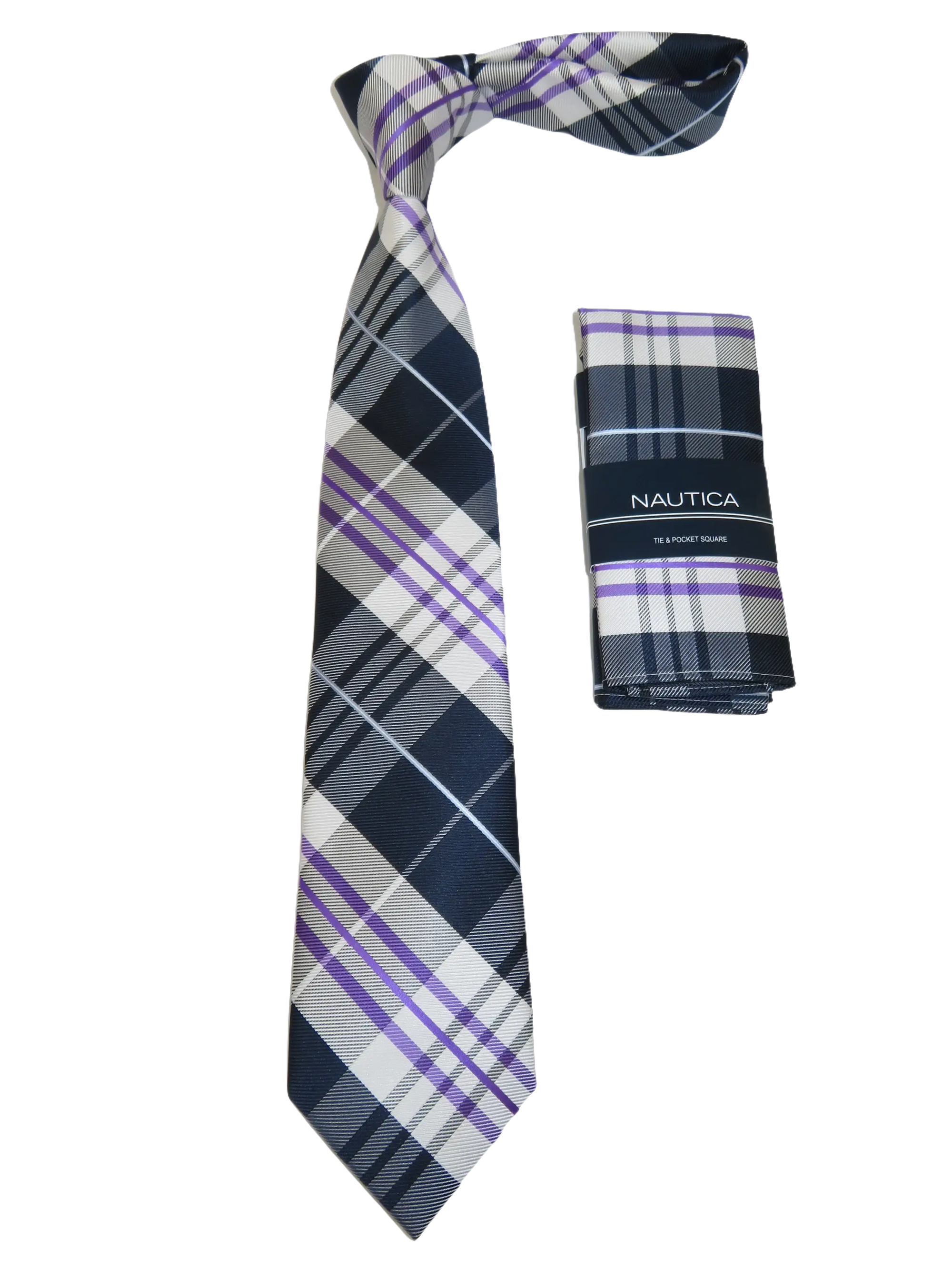 Men's  Nautica Tie and Hankie Set Woven Silky Feel #Nautica-2 Lavender