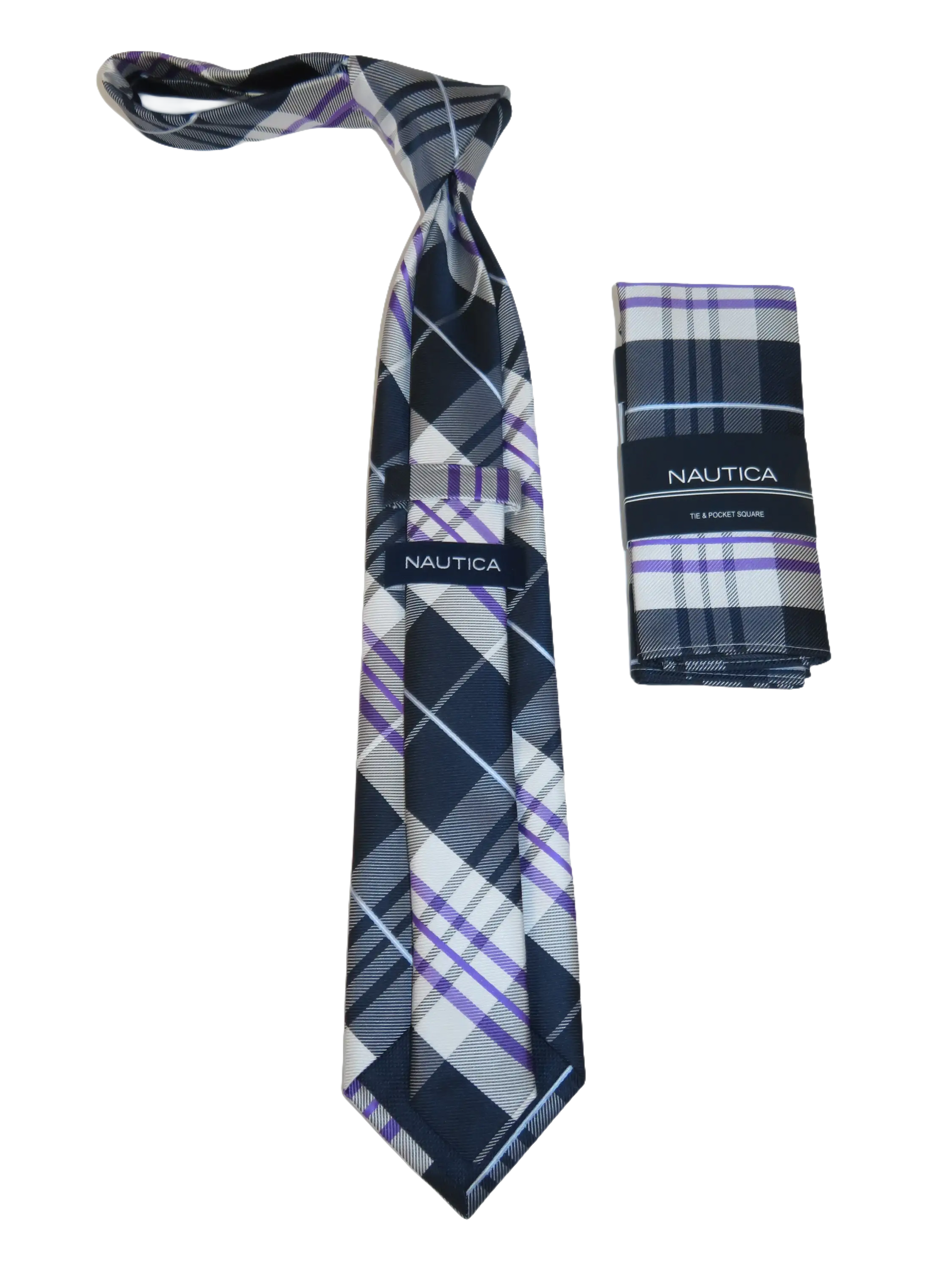 Men's  Nautica Tie and Hankie Set Woven Silky Feel #Nautica-2 Lavender