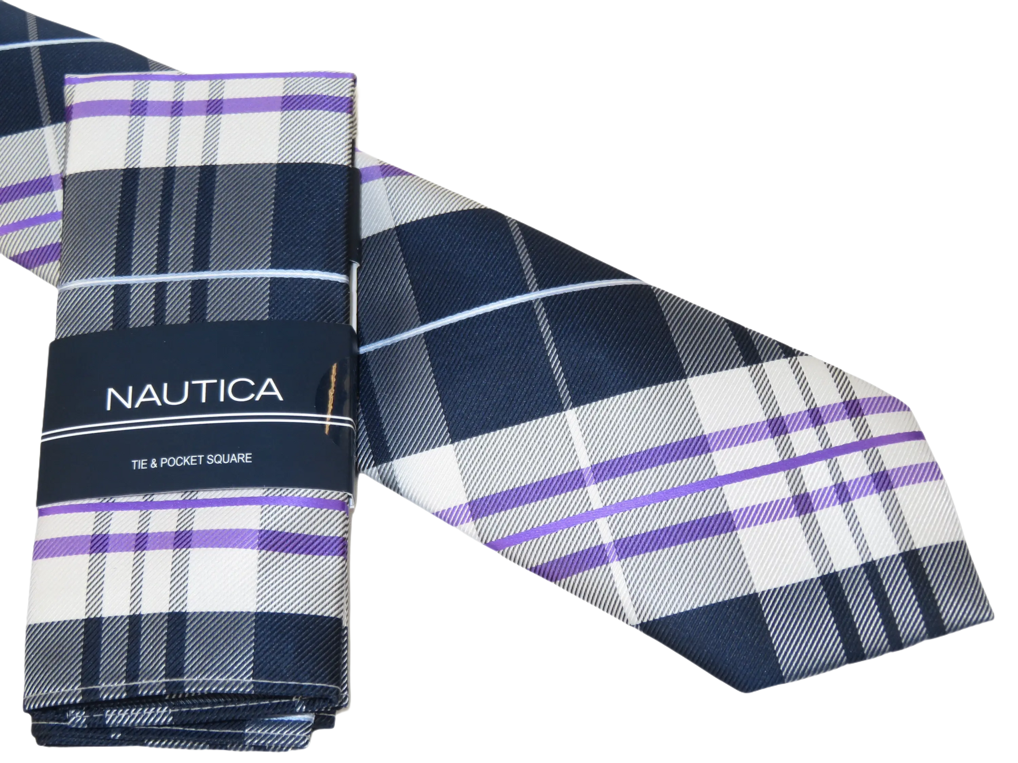 Men's  Nautica Tie and Hankie Set Woven Silky Feel #Nautica-2 Lavender
