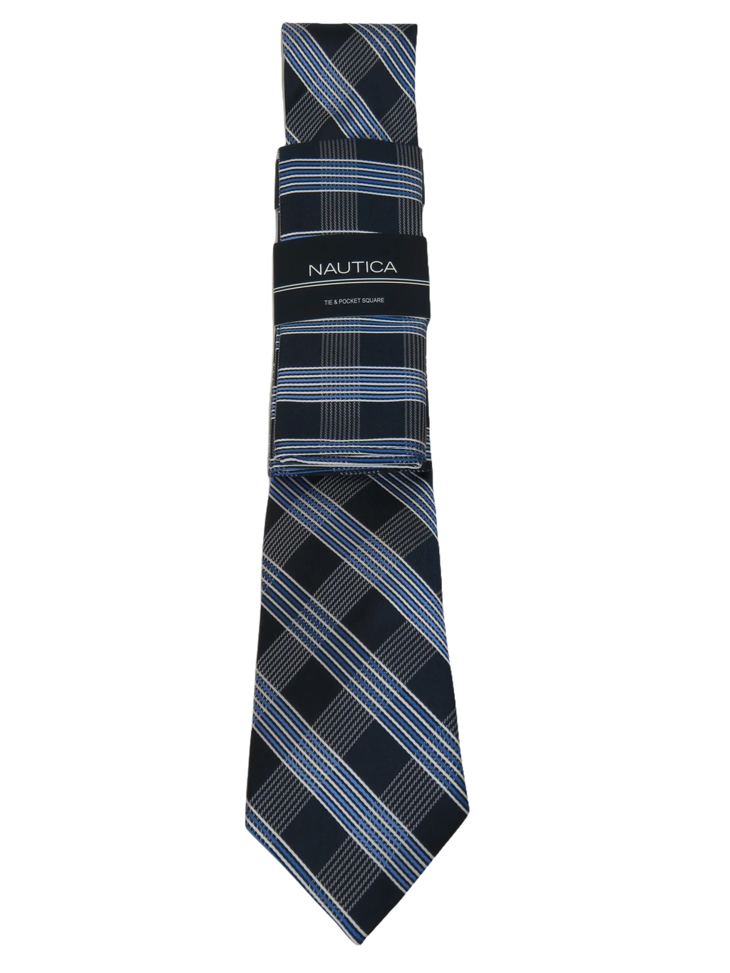 Men's  Nautica Tie and Hankie Set Woven Silky Feel #Nautica-3 Blue