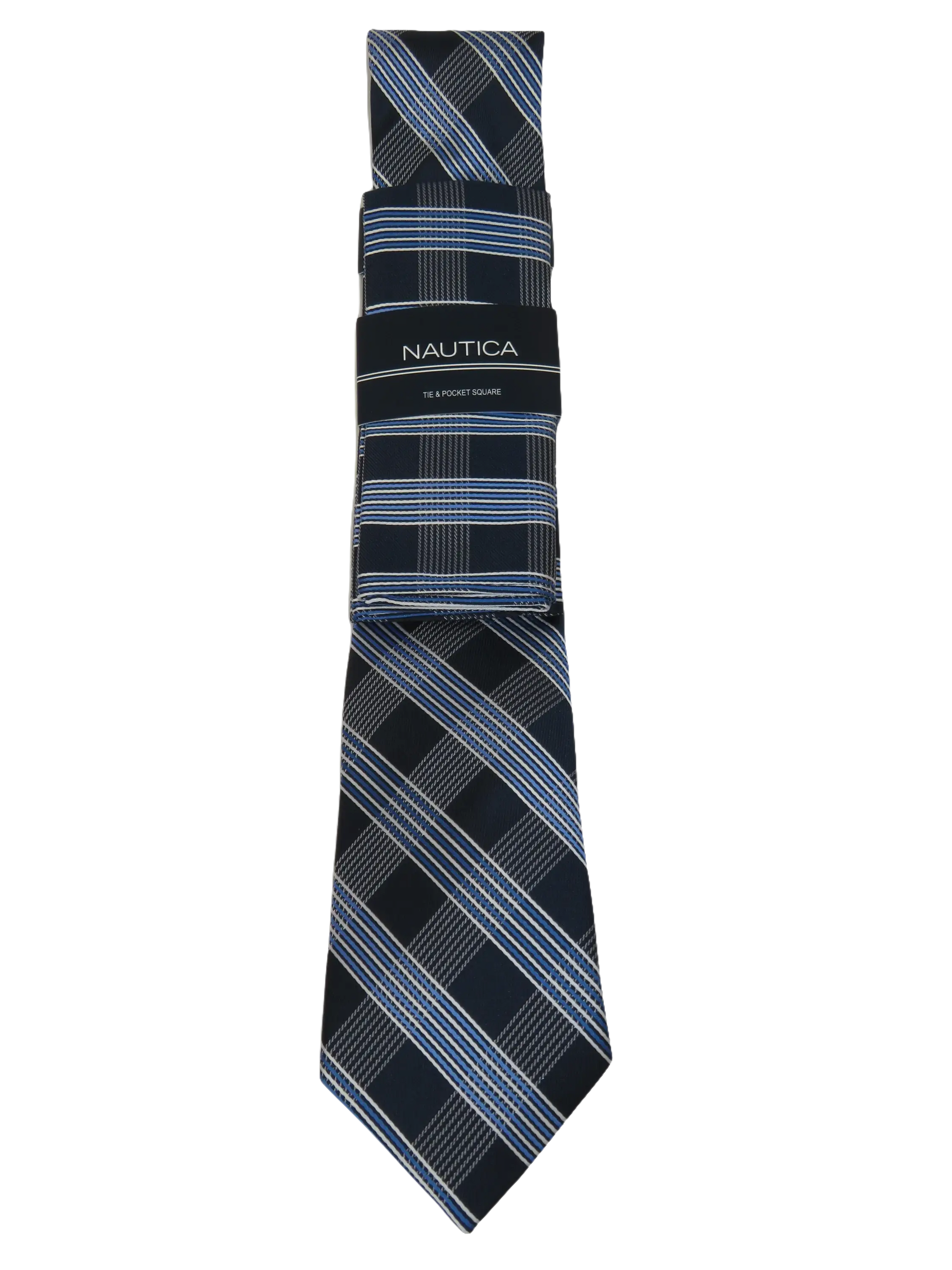 Men's  Nautica Tie and Hankie Set Woven Silky Feel #Nautica-3 Blue