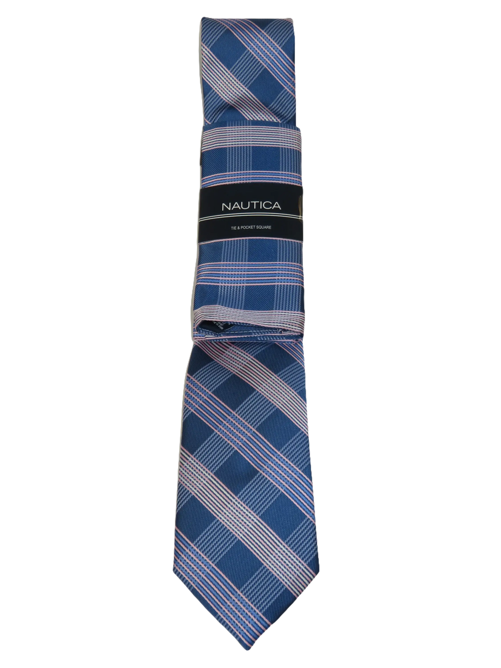 Men's  Nautica Tie and Hankie Set Woven Silky Feel #Nautica-4 Lavender Blue