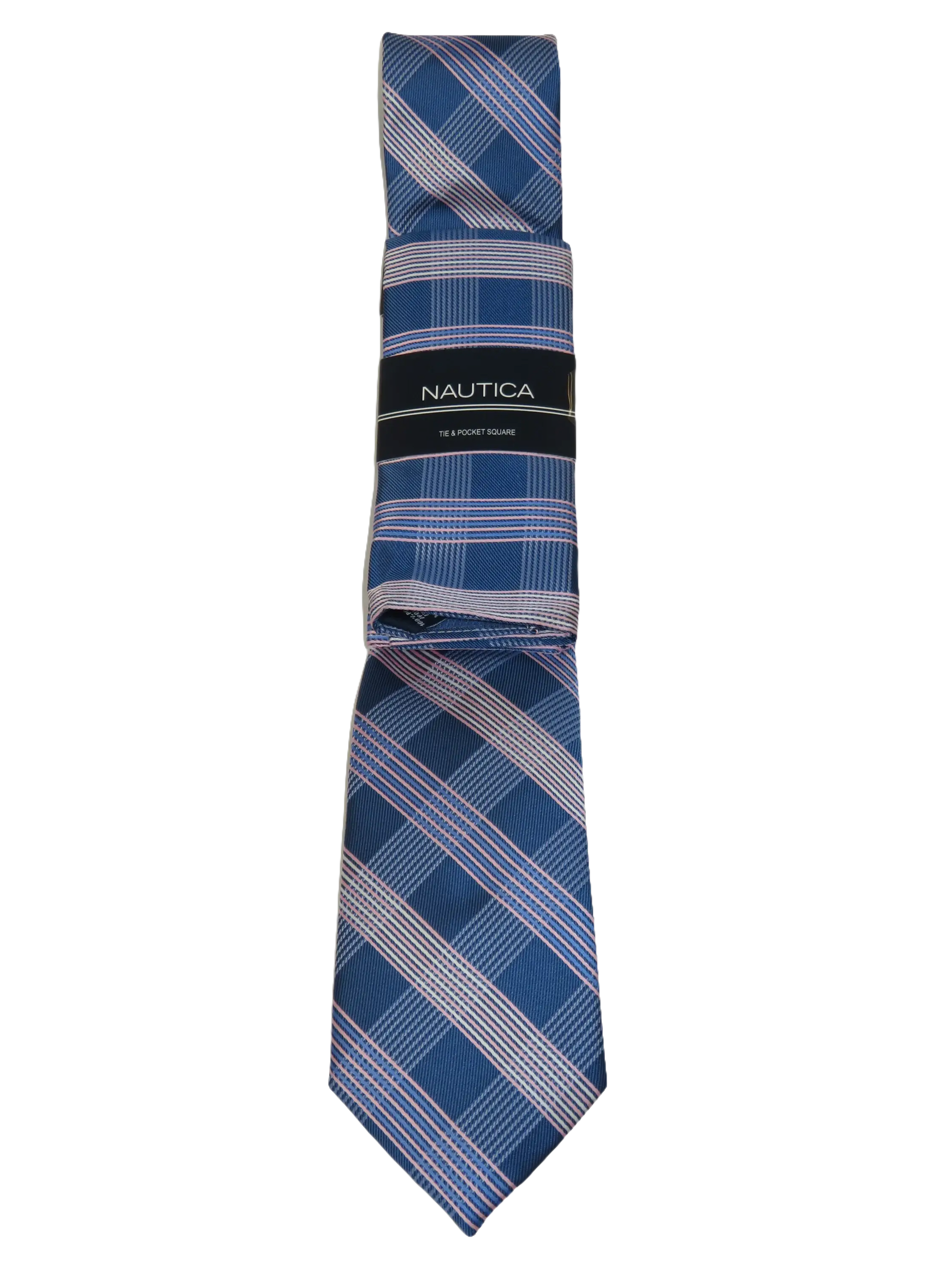 Men's  Nautica Tie and Hankie Set Woven Silky Feel #Nautica-4 Lavender Blue