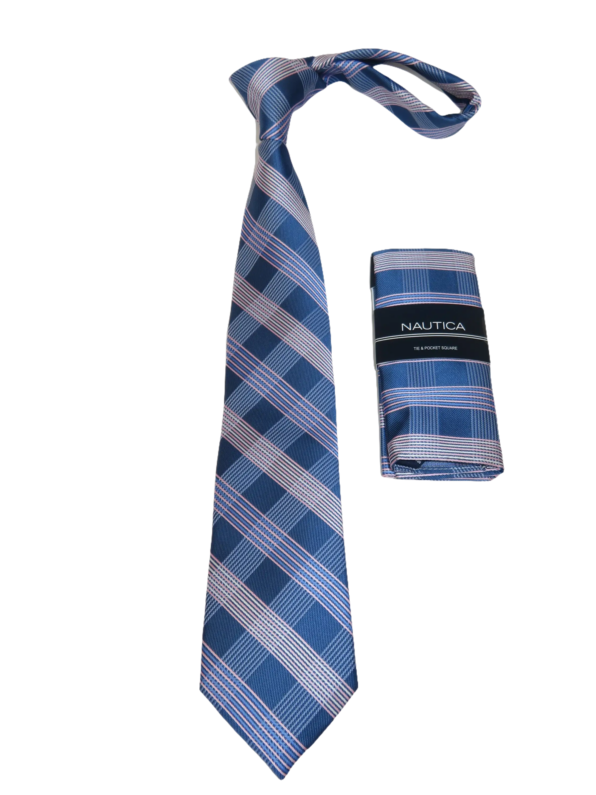 Men's  Nautica Tie and Hankie Set Woven Silky Feel #Nautica-4 Lavender Blue