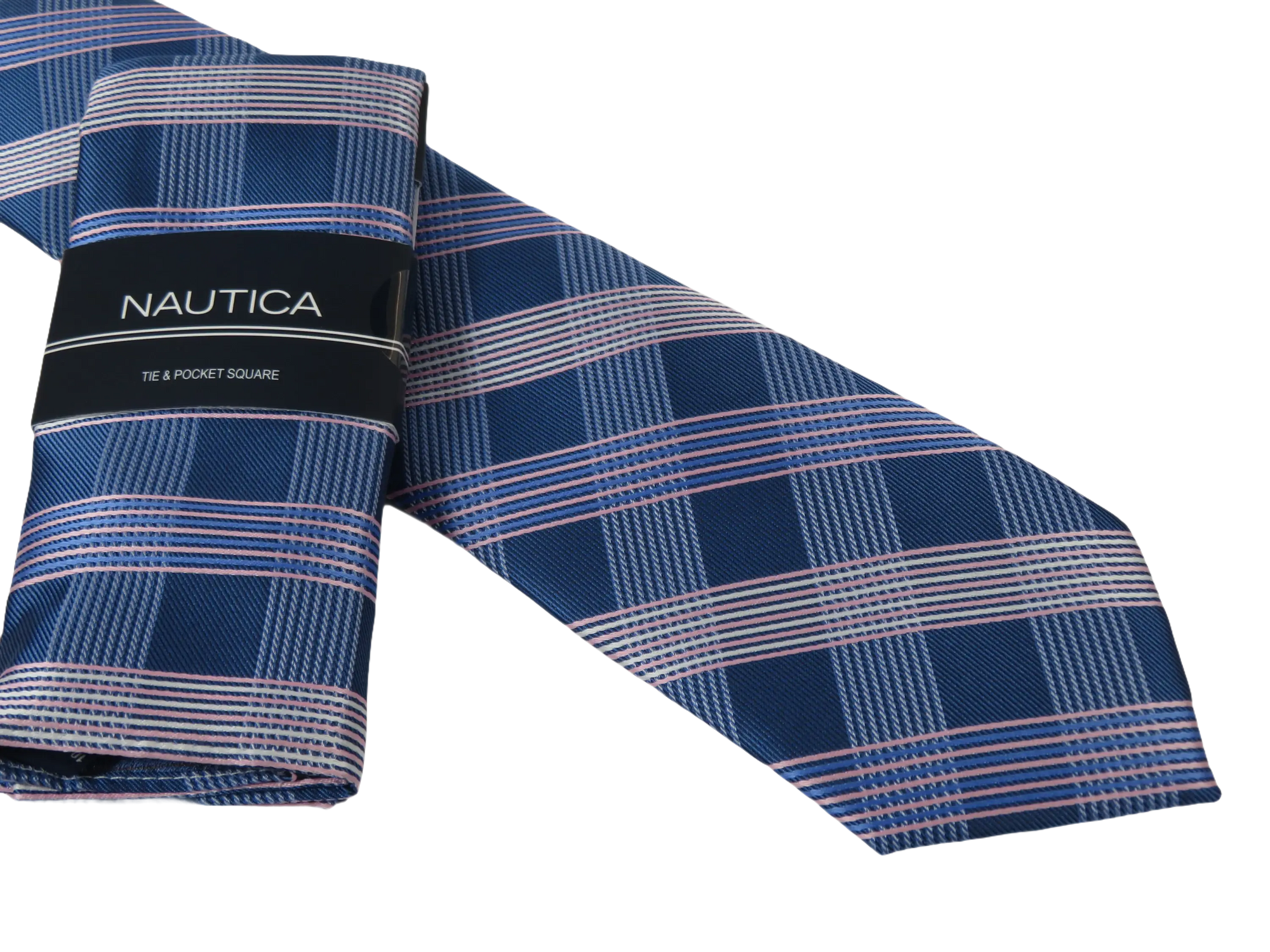 Men's  Nautica Tie and Hankie Set Woven Silky Feel #Nautica-4 Lavender Blue