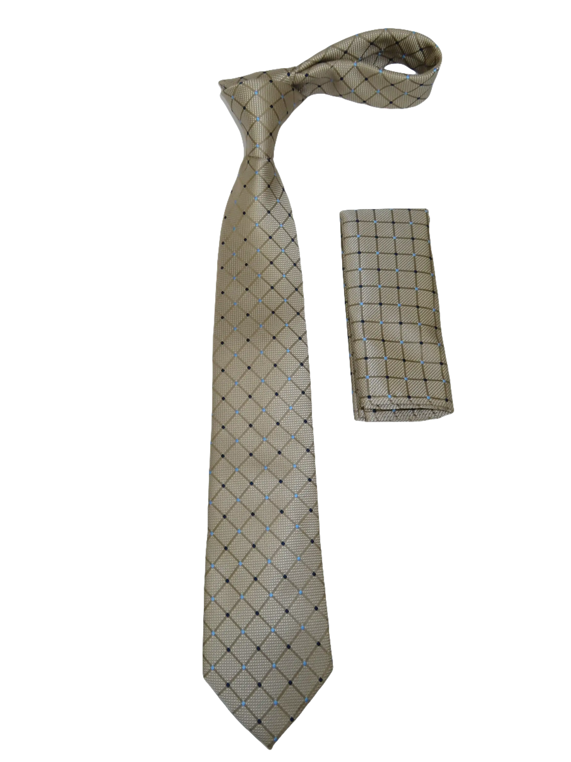 Men's  Nautica Tie and Hankie Set Woven Silky Feel #Nautica-1 Beige