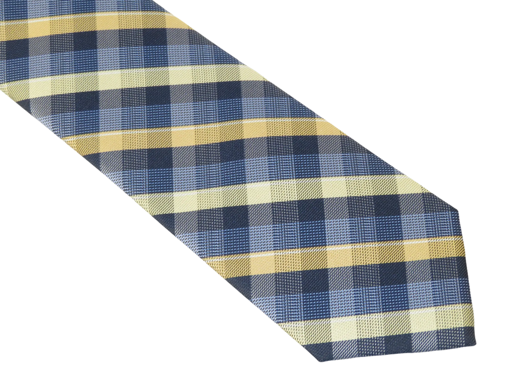 Men's Nicole Miller Tie Classic Woven Silky Feel #Nicole-3 Yellow Blue Checker