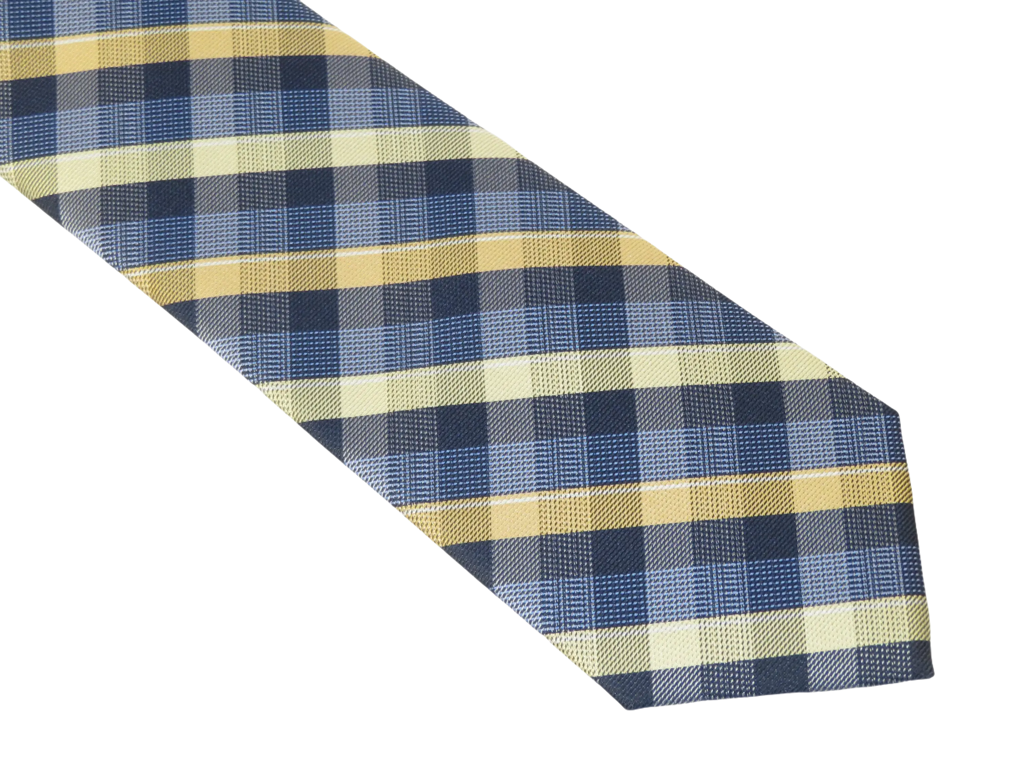 Men's Nicole Miller Tie Classic Woven Silky Feel #Nicole-3 Yellow Blue Checker