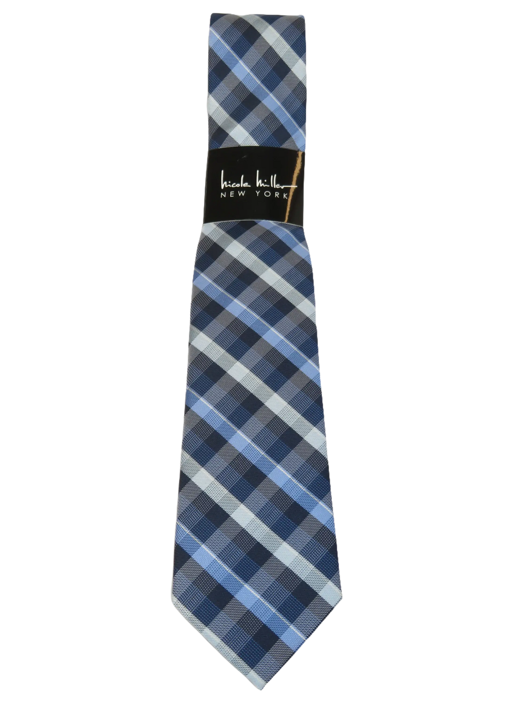 Men's Nicole Miller Tie Classic Woven Silky Feel #Nicole-1 Blue Checker