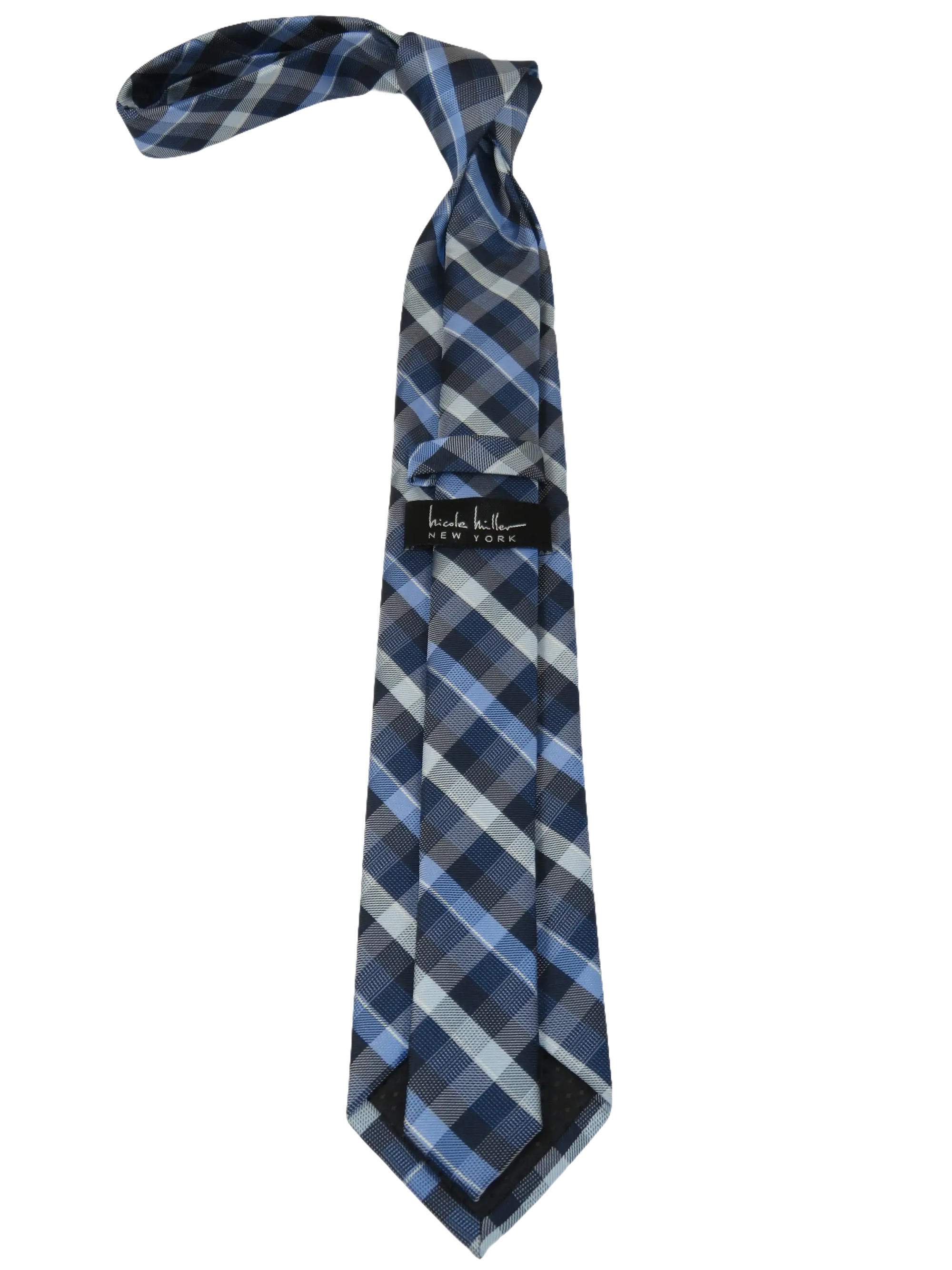 Men's Nicole Miller Tie Classic Woven Silky Feel #Nicole-1 Blue Checker