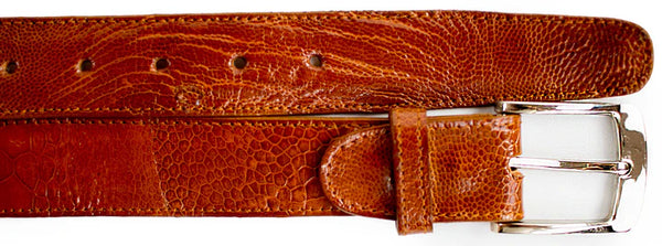 Men's Belvedere Belt Genuine Ostrich Leg up to Size 44 #2000 Burned Amber