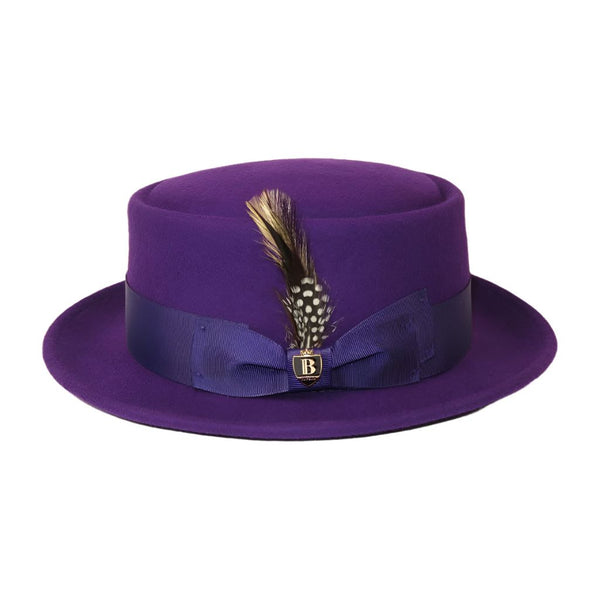 Mens Bruno Capelo Dress Hat Australian Wool Crushable Pork Pie Jazz PP110 Purple