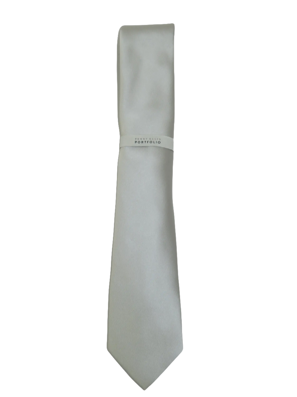 Men's Perry Ellis Tie Classic Satin Silky Feel #Perry-2 Solid Silver Gray