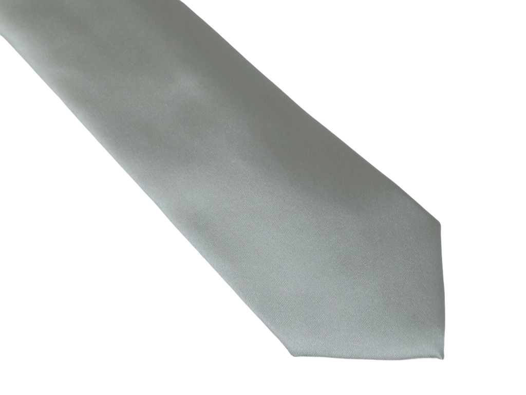 Men's Perry Ellis Tie Classic Satin Silky Feel #Perry-2 Solid Silver Gray