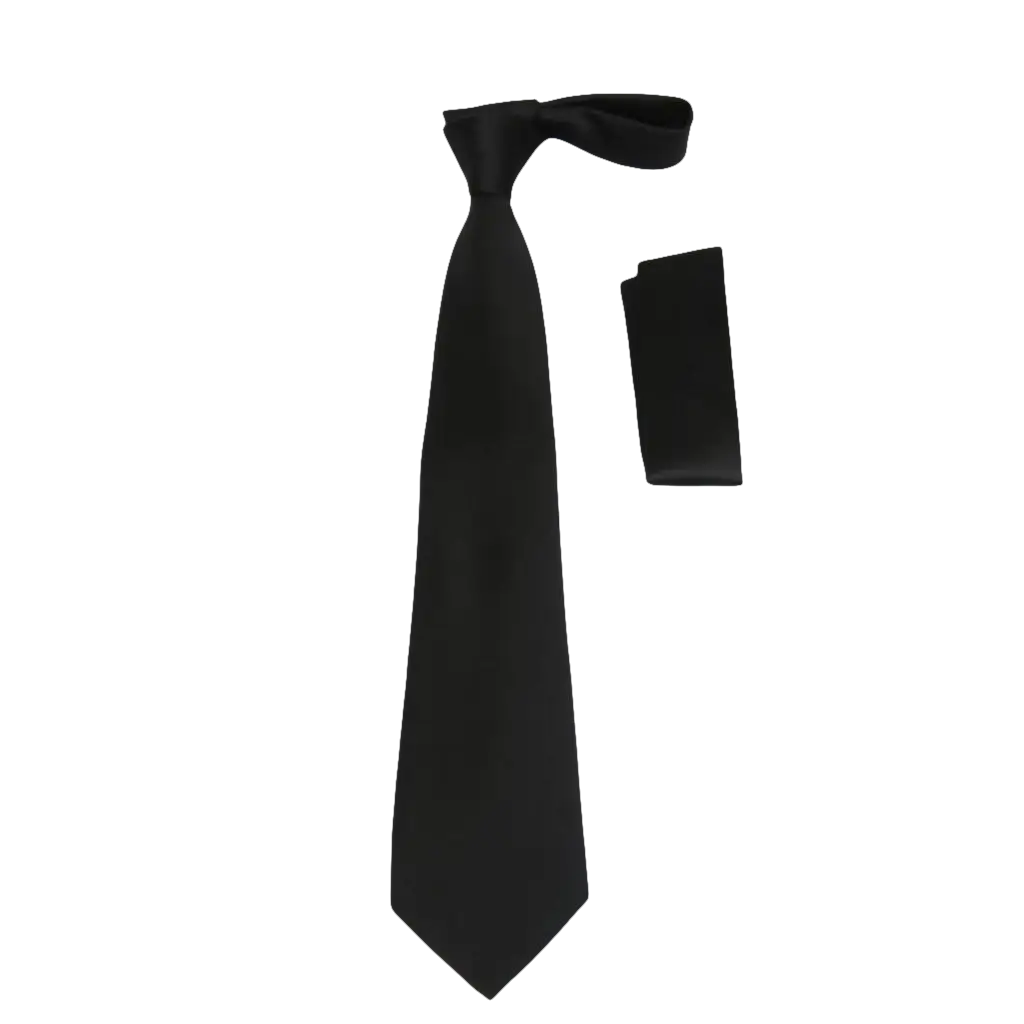 Men's Satin Silky Tie Hankie Set J.Valintin Private Collection R63 Black Solid