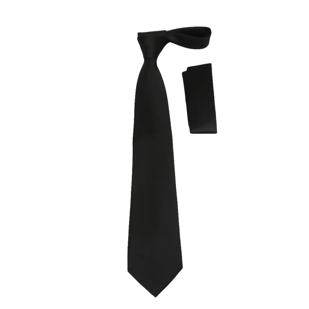 Men's Satin Silky Tie Hankie Set J.Valintin Private Collection R63 Black Solid