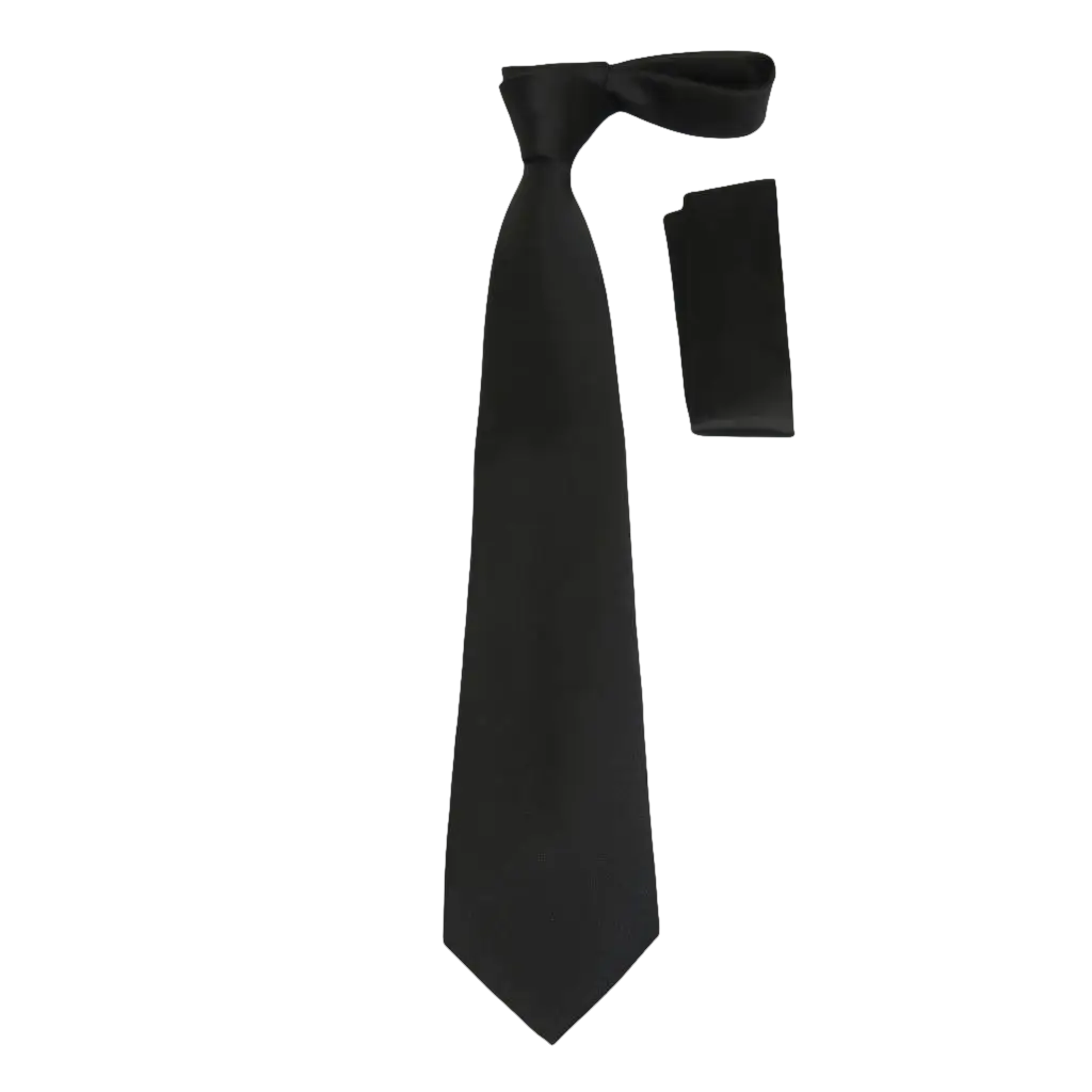 Men's Satin Silky Tie Hankie Set J.Valintin Private Collection R63 Black Solid