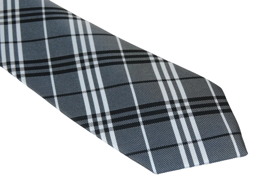 Men's Woven Tie Hankie Set J.Valintin Private Collection R73 Gray White Plaid