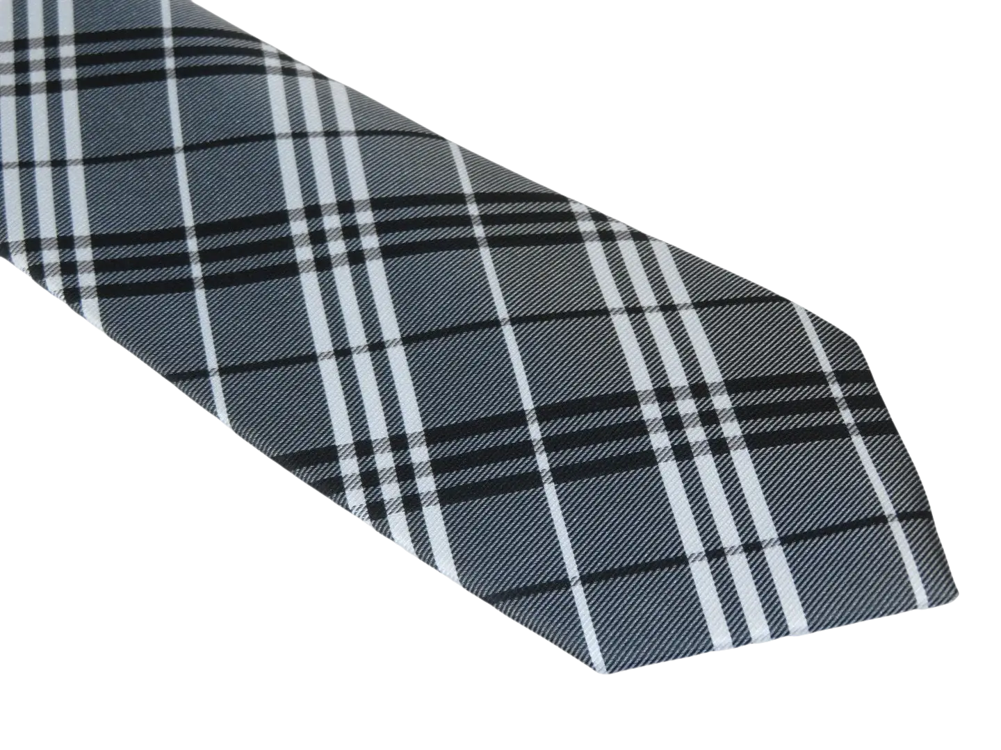 Men's Woven Tie Hankie Set J.Valintin Private Collection R73 Gray White Plaid