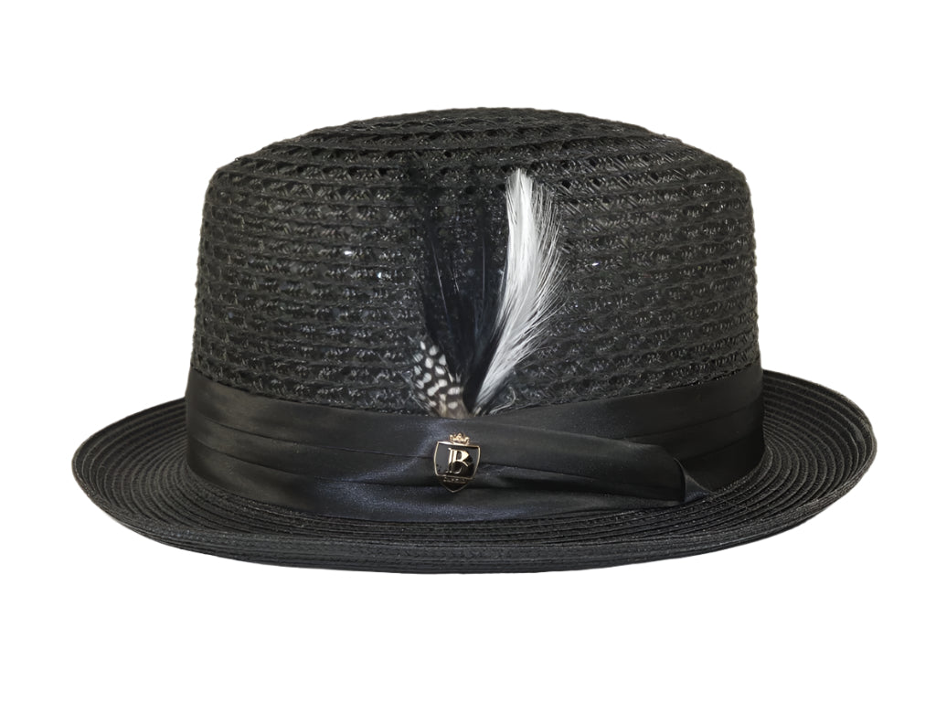 Men's BRUNO CAPELO Stingy Brim Fedora Braid Straw Hat Santa Cruz SC616 Black