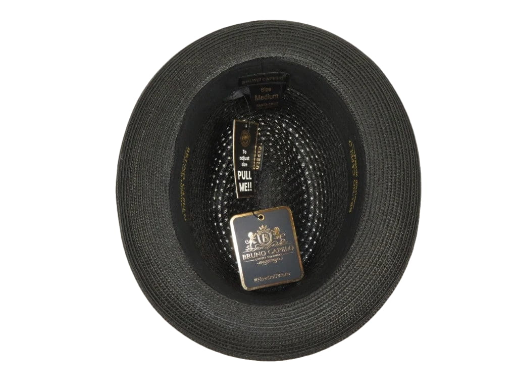 Men's BRUNO CAPELO Stingy Brim Fedora Braid Straw Hat Santa Cruz SC616 Black