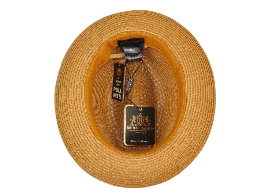Men's BRUNO CAPELO Stingy Brim Fedora Braid Straw Hat Santa Cruz SC618 Cognac