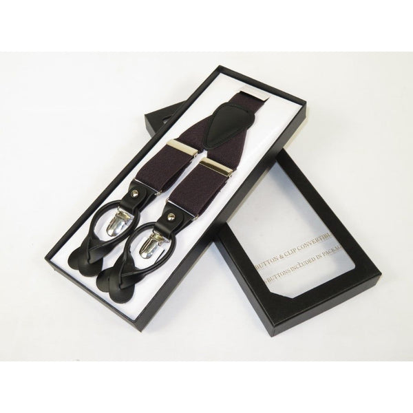 ELEGANT Suspenders Clip on and Button Option for Slacks or Suit Pants Brown