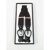 ELEGANT Suspenders Clip on and Button Option for Slacks or Suit Pants Brown